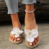 New Flat Bottomed Women's Slippers Beach Shoes Home Casual Sandals Ultra Lightweight Slippers White Flower Shoes