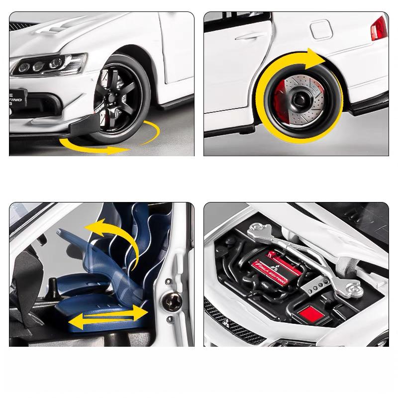 1/32 Scale Mitsubishi Lancer Evo X 9 Alloy Scale Car Model Diecast Metal Toy Vehicle Miniature Car Sound Light Children Toy Car Gift