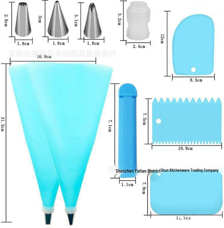 

Набор из 21 предмета из нержавеющей стали для декорирования, с насадками, кондитерскими мешками из ЭВА и скребком для торта 21-piece Set Blue
