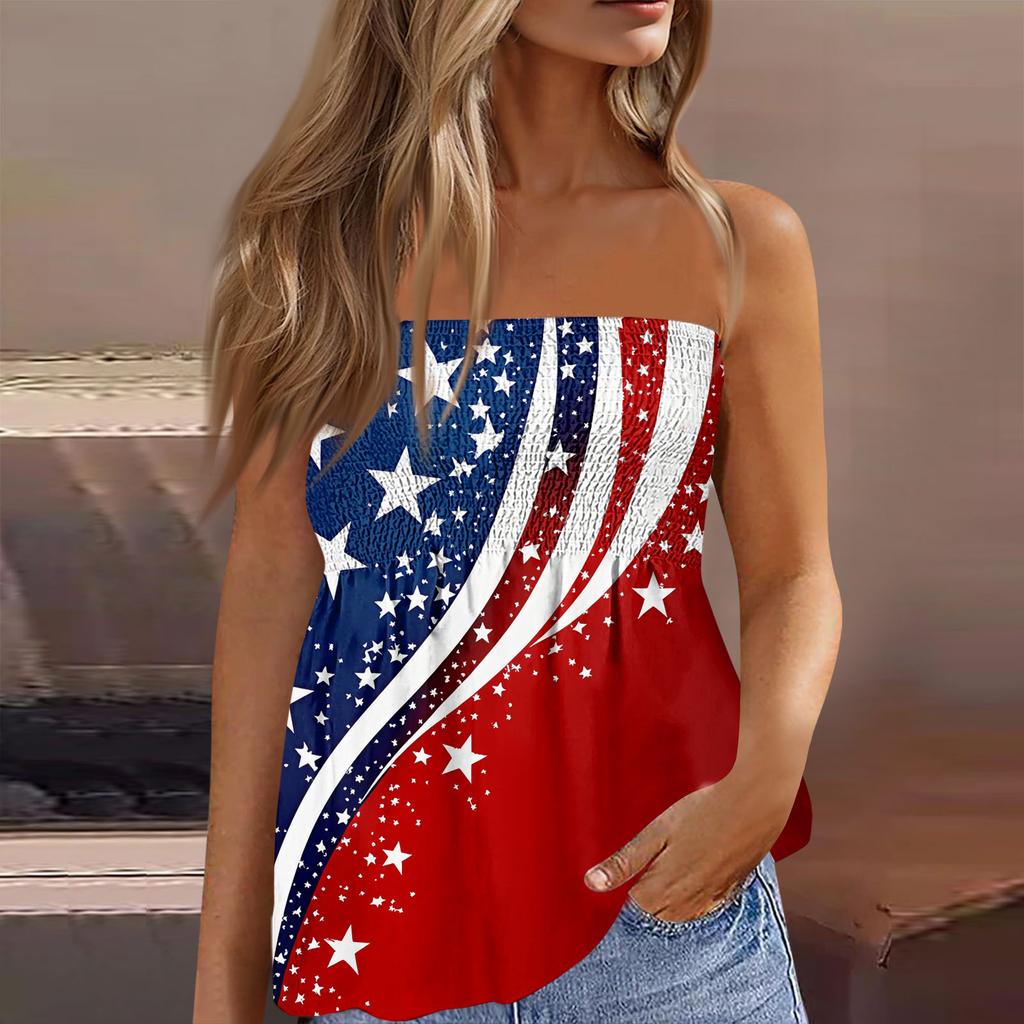 Sommer Schlauchtops für Damen, Niedliches Sexy Off-Shoulder Print Ärmelloses T-Shirt