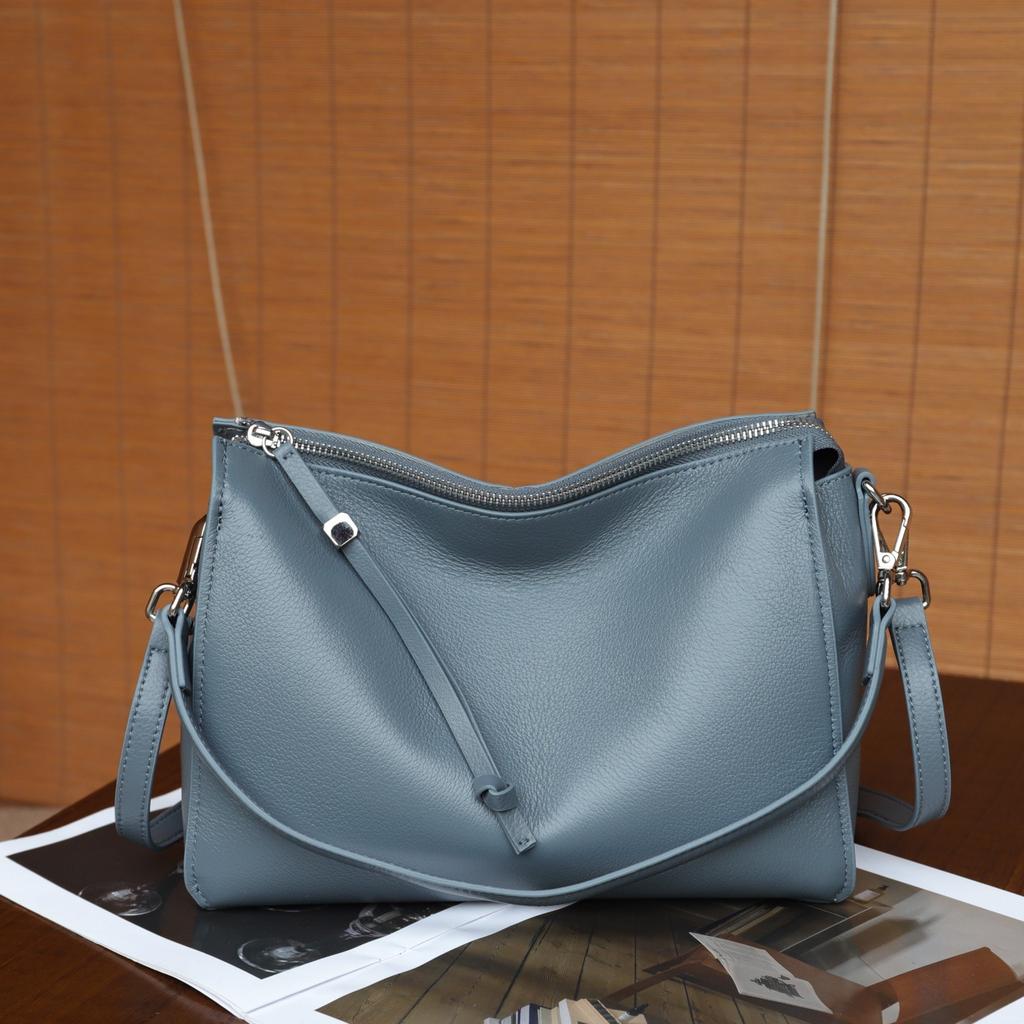 Genuine Leather Women's Bag 2025 New Style Single Shoulder Casual Small Bag Female Simple Top Layer Cowhide Leather Decoration Handbag