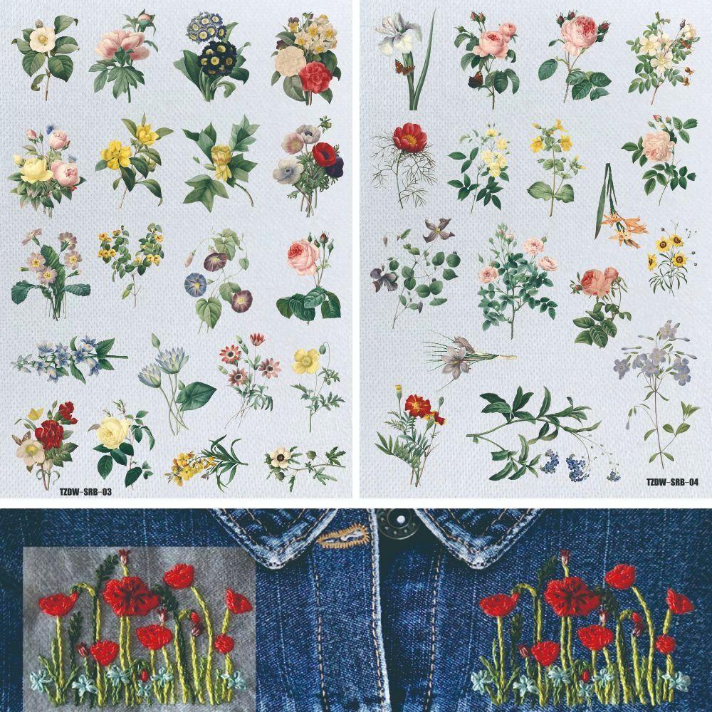 2Sheets Flowers and Ocean Designs Colorful Water Soluble Paper Beginners