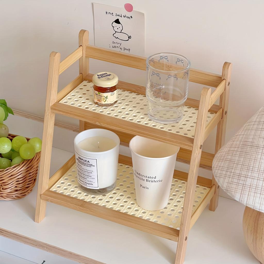 A Two-Tier Storage Rack for Cups, a Mini Shoe Rack, a Laundry Room Shelf, an Ins-Style Rattan-Like Cup Holde