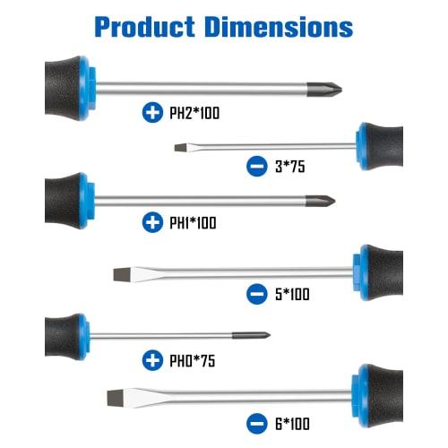 ROTATION Repair Tool Resin Handle Screwdriver Set, 6 Pieces