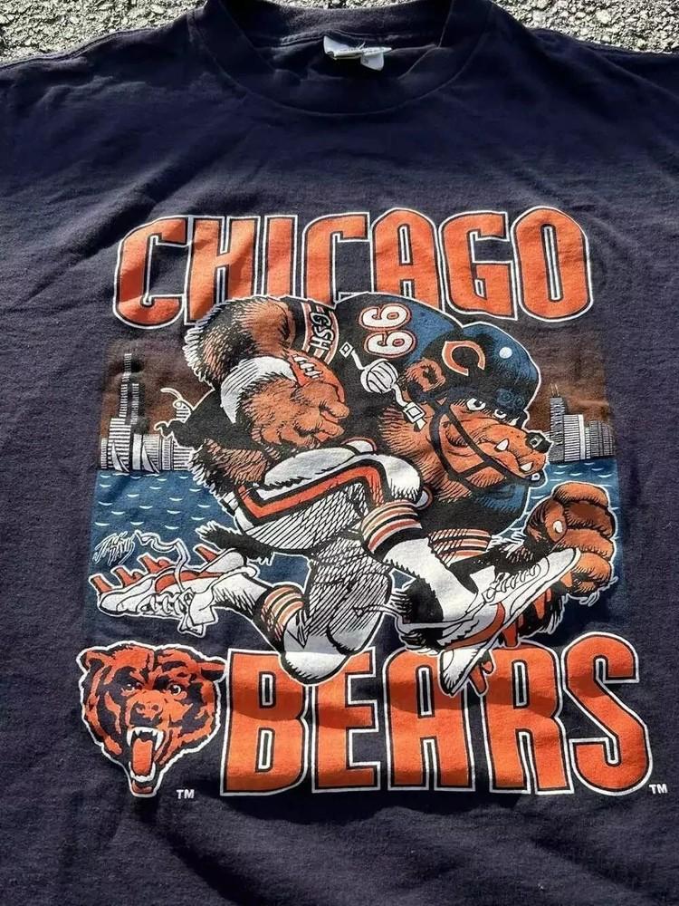 

Винтажная футболка Chicago Bears, темно-синяя футболка, репринт, размеры S-5XL, унисекс XL