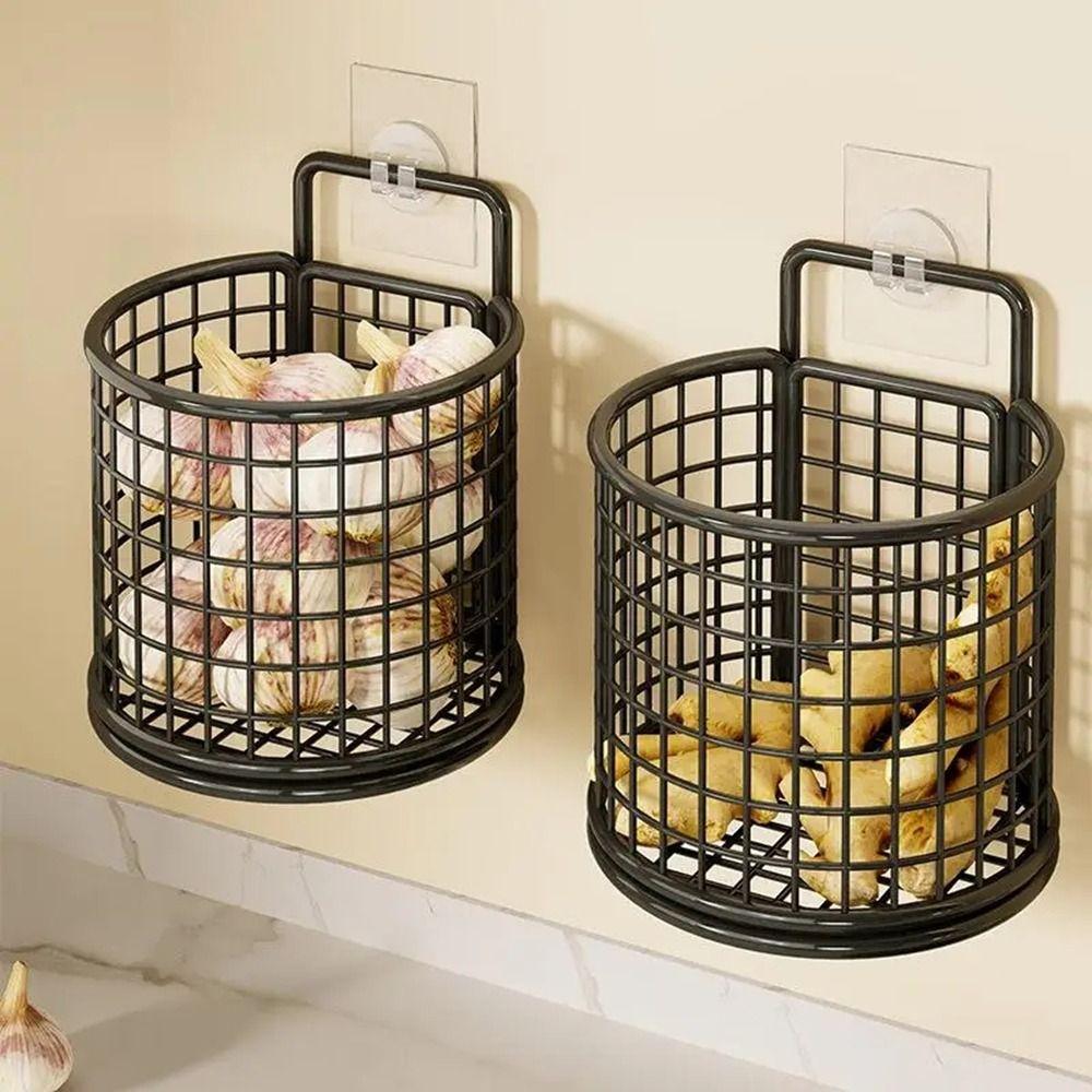 Cesto Portatutto da Parete a 1/2/3 Scomparti Secchiello Grande Capacità per Pettini Scaffale da Cucina Bagno