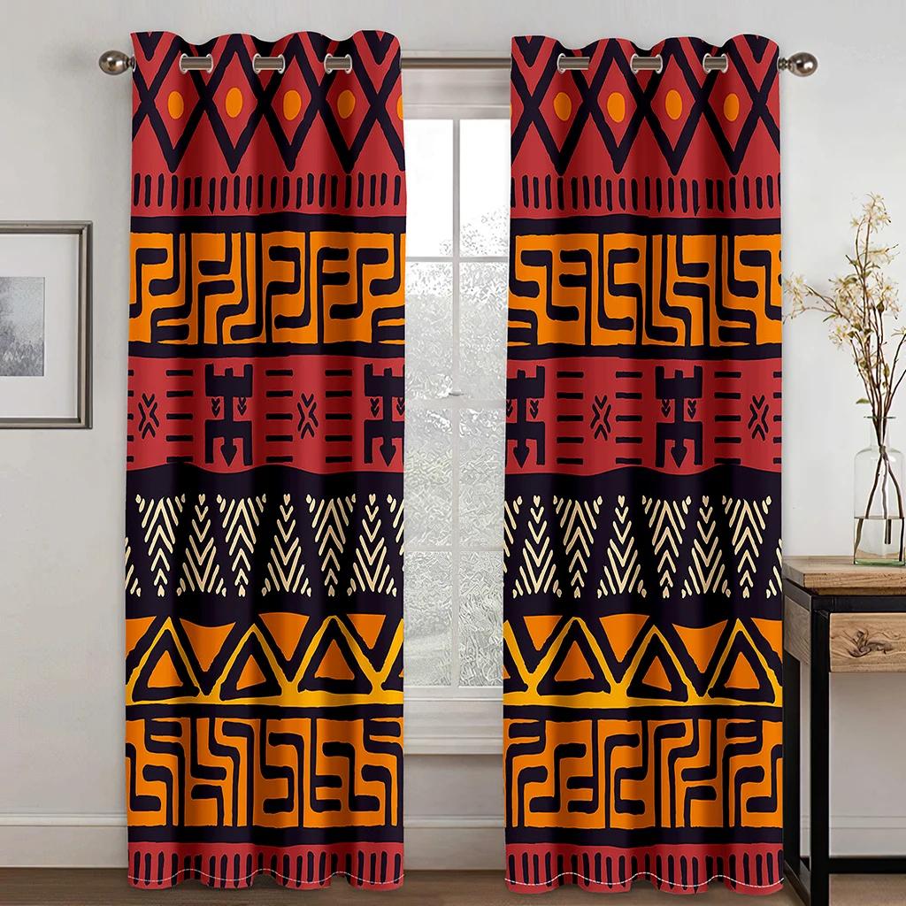 3D Mandala Boho Colorful Curtains Bohemian Flowers Stripes Decor Curtains 2 Panels For Bedroom Living Room Ethnic Vintage Style