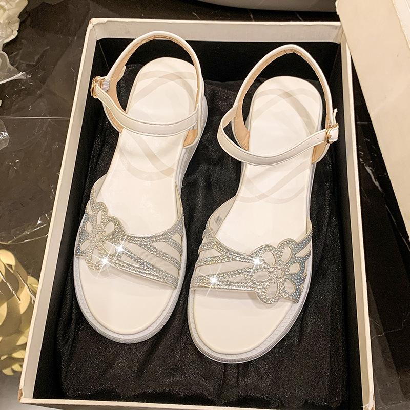 

Sandals fairy fairy wind summer 2025 new platform versatile fashion Roman shoes one-word belt sandals beach shoes 42 белый