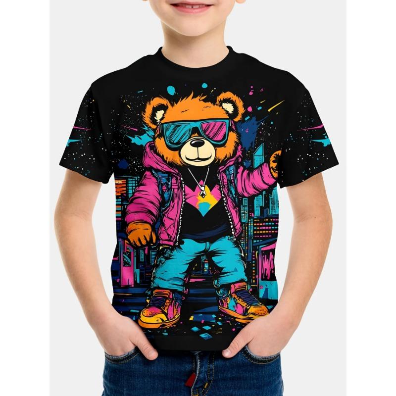 Letní móda Chlapecký trend 3D digitální potisk Tričko Cool Vícebarevné Dětské oblečení pro chlapce 2 až 9 let Dětský top ve stylu anime