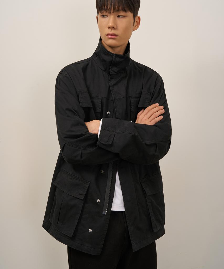 TOFFEE Washed Cotton Field Jacket (Black)