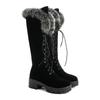 Fretwork Heels Velvet Zip Over-the-Knee Boots Winter Round Toe Fur Med Solid Women Winter Shoes Yellow Knee High Boots