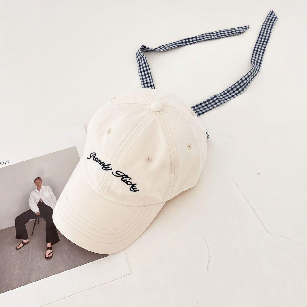 Krata Pasek z kokardą Czapka z daszkiem Wszechstronna Haft z literami Czapka Hip Hop Retro Design Japoński Styl Kapelusz przeciwsłoneczny