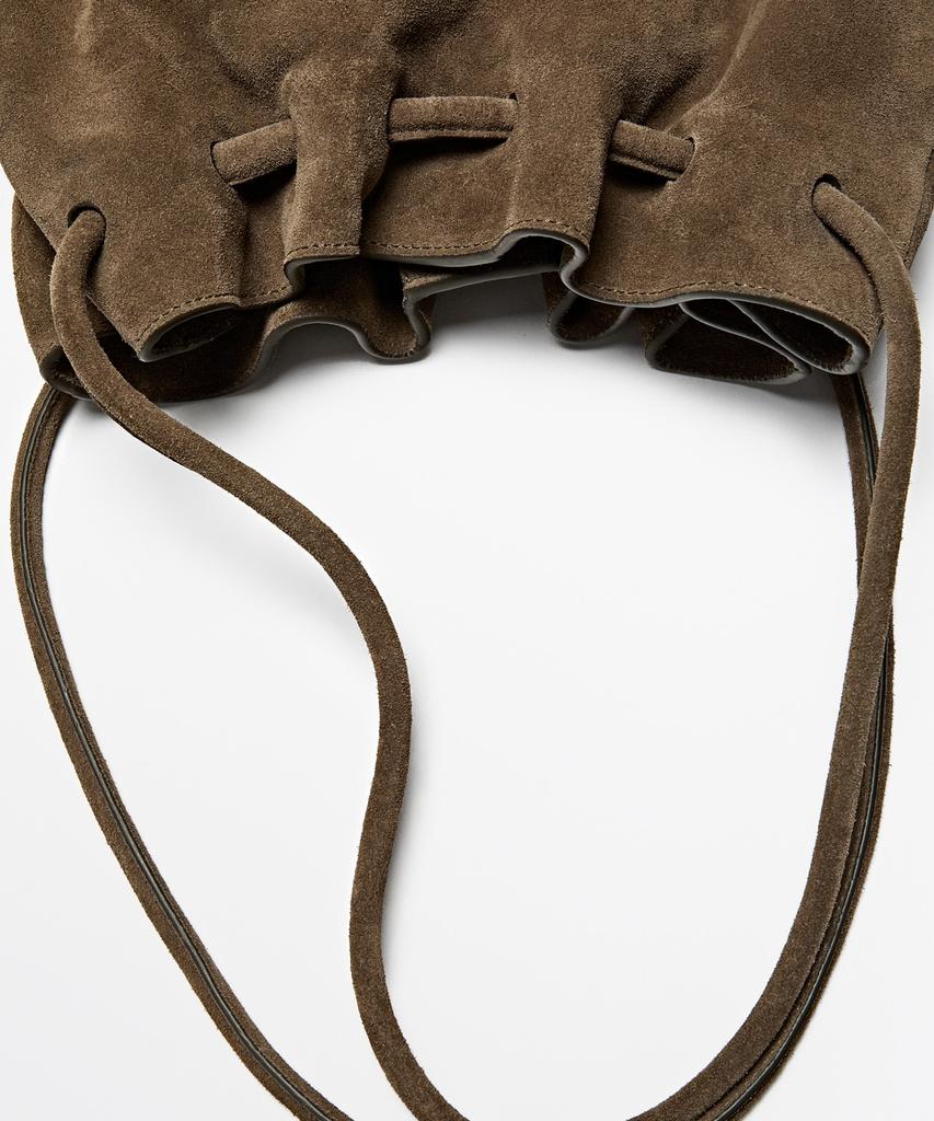 Massimo Dutti Split Suede Pleated Bag