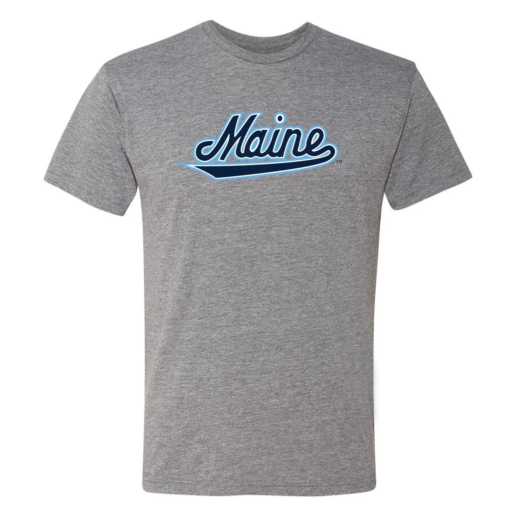 Maine Black Bears Script Logo Triblend T Shirt - Premium Heather