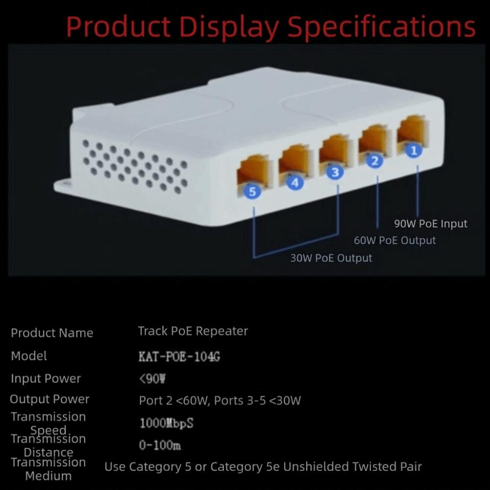 Industrial Network Switch Repeater 4 Port PoE Repeater for IP Port Transmission Extender