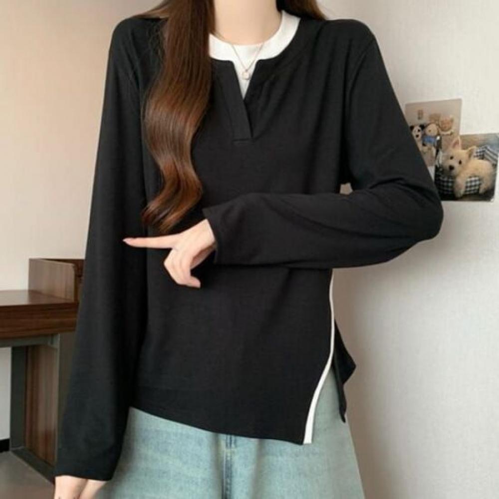 Navava NT3217 Daily Side SliT Round Neck Long Sleeve T shirT