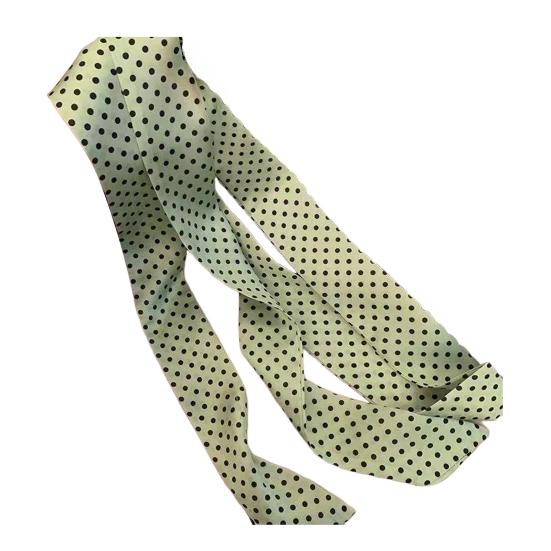 Silk Scarf Dot Print Vintage Style Soft Fabric Neck Scarf Slim Striped Lightweight Breathable Scarf Versatile Neck Accessory