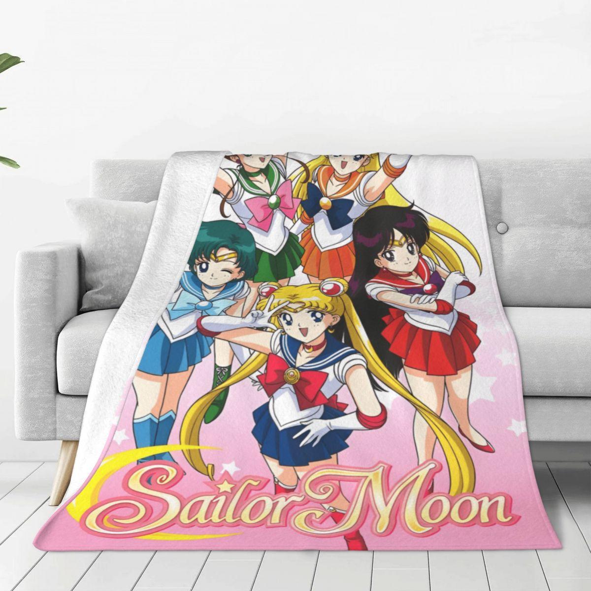 

S-Sailor M-Moon Anime Kawaii Flannel Blanket Soft Warm Throw Blanket for Home Decor Airplane Travel Novelty Bedspread Sofa Bed 30x40in