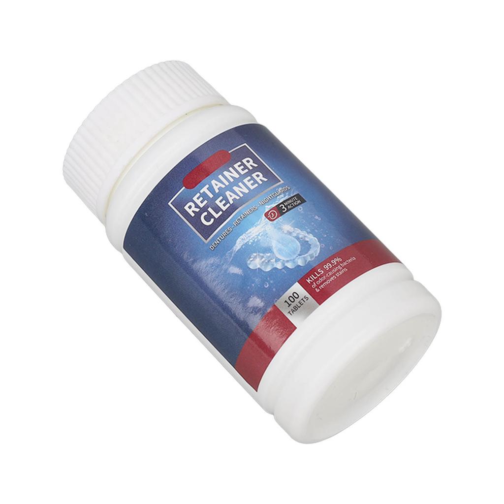 100 PZ Compresse Pulizia Dentiera Rimuove Odore Pulizia Orale Pulitore Apparecchi Ortodontici per Aligner Mascherina Notturna
