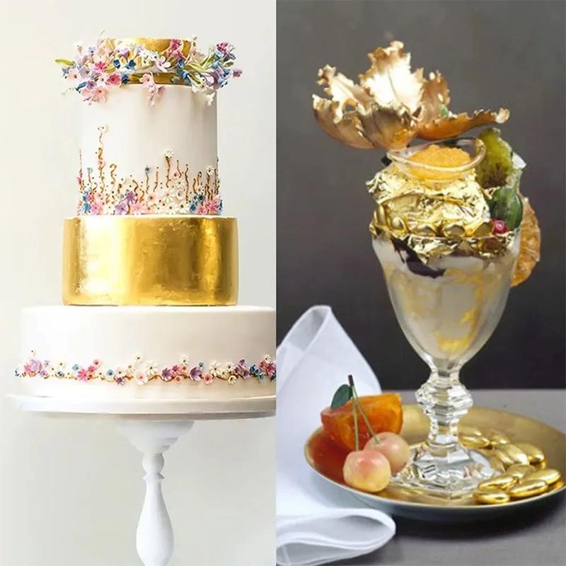 100 Peças Papel Folha Dourada Ouro Imitação Prata Folha de Ouro Para Decoração de Bolo Papel Artesanal Festa de Aniversário Decoração de Casamento