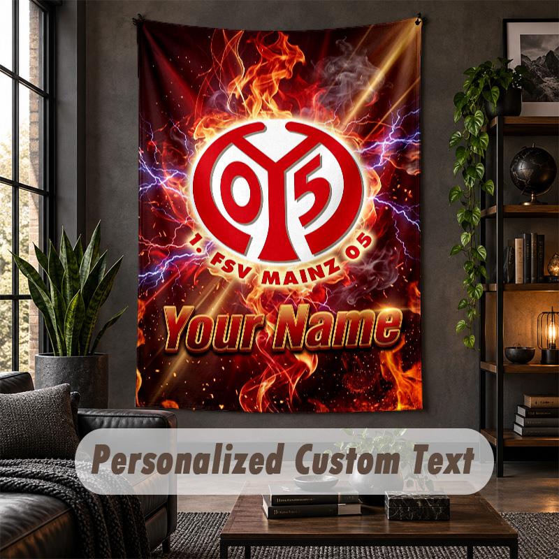 Personalized Wall Tapestry,Mainz 05 Custom Text, Soft Fabric Wall Art For Indoor Decoration