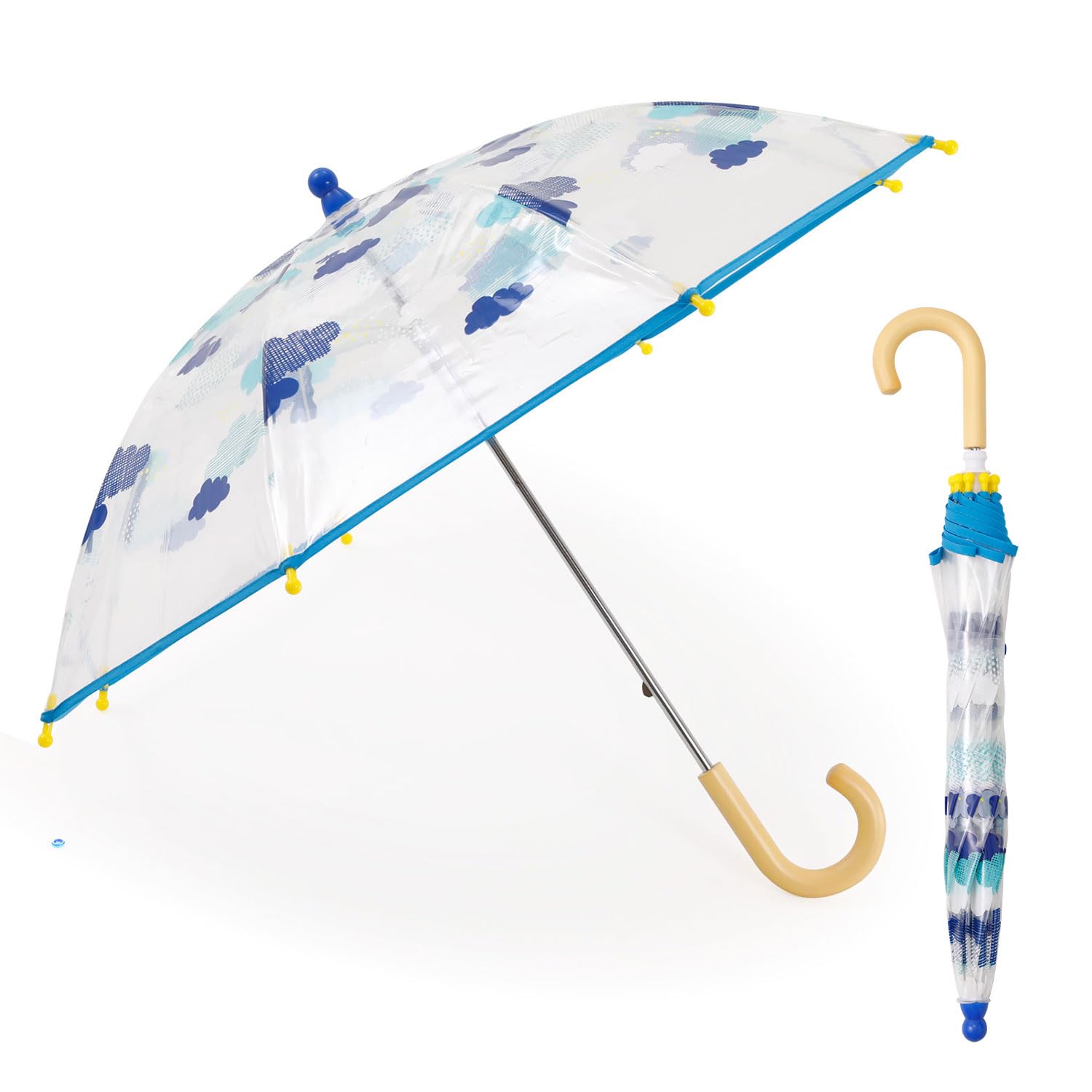 

Зонт детский Ogawa Long Vinyl Hand Kukka Safety Round Dew 83464, открытый, 40 см, бегемот, колесо, наконечник,