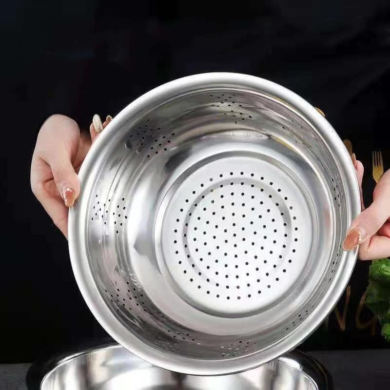 Multifunkční kráječ, mísa na drcení ovoce a zeleniny, multifunkční nerezový odkapávací koš do kuchyně