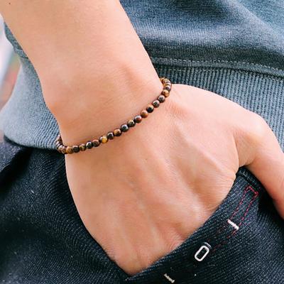 Pulsera de Piedras Pequeñas de 4 mm Para Mujeres Hombres Alta Calidad Mapa Lava Ojo de Tigre Pulsera de Cuentas Pulsera con Encanto de Yoga Accesorios Joyería