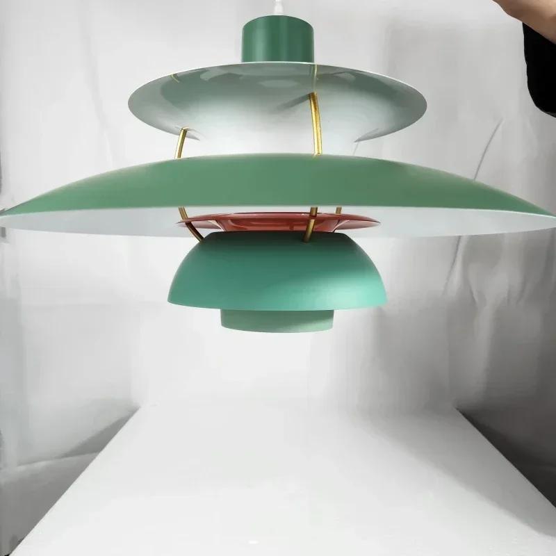 Danish Design Iron Pendant Light E27 LED Chandelier Nordic Colorful Umbrella Lamp Dinning Table Ceiling Decor Kitchen Droplight