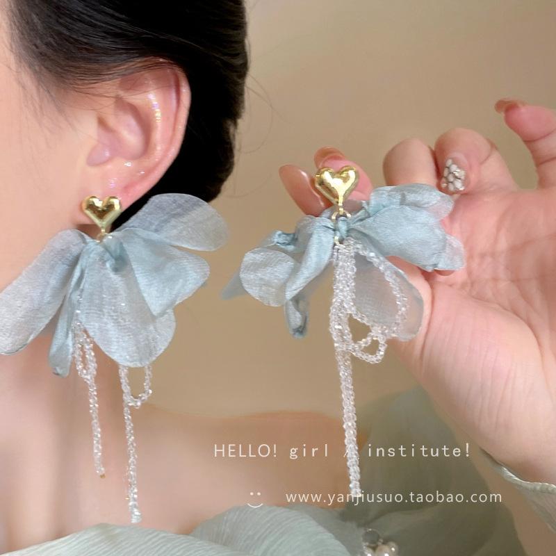 Vacation Style Dopamine Flower Earrings Women's Summer Sweet Temperament Versatile High-end Stud Earrings 925 Silver Needle Earrings