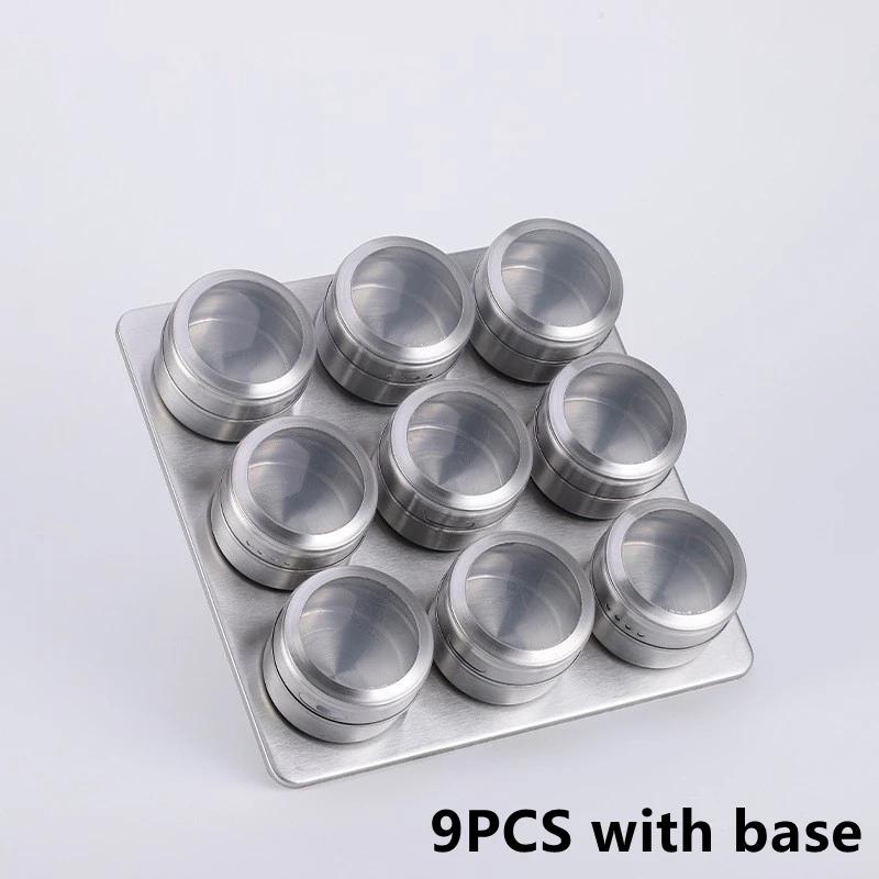 New Magnetic Spice Jar Set Stainless Steel Spice Tins Spice Storage Container Pepper Seasoning Sprays Tools with Spice Label