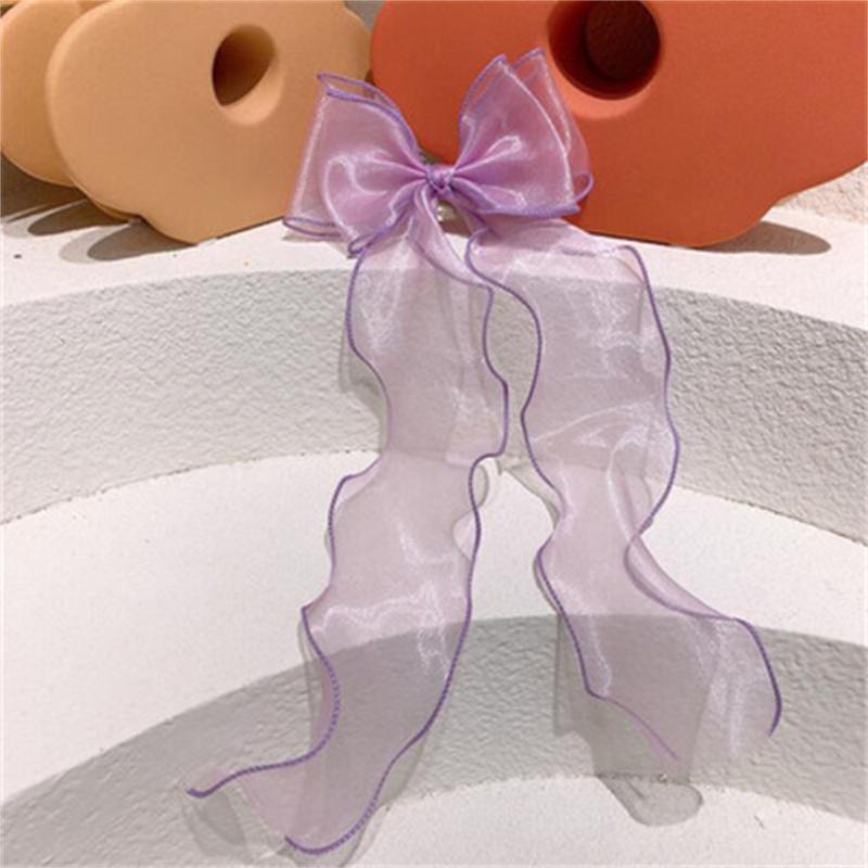 Sweet Chiffon Bow Hair Clips Girls Blue Shining Satin Bowknot Hair Clips Ribbon Bow Barrette Hairpin Grip Ponytail Clip Headwear