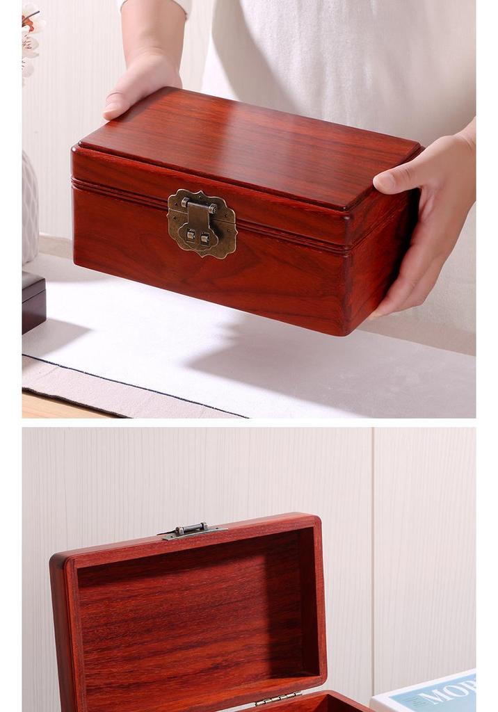 Retro Massivholz Schmuck- und Dokumentenbox - Aufbewahrung für Hochzeit, Schreibtisch, Uhren und Schmuck