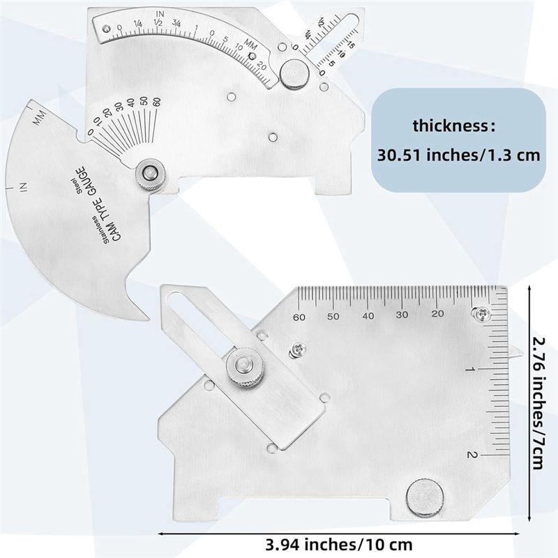 ABUL-7 Piece Gauge Kit Fillet Weld Gauge Gage Set Single Weld Gauge Stainless Steel Bridge Cam Gauge Kit