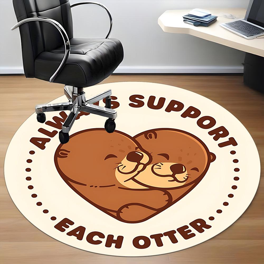 1pc Otters Office Round Area Rug, Indoor Mat Suitable For Office, Under Office Chairs Bedroom Living Room Home Decor, Room Deco