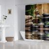 Zen Spa Shower Curtain Basalt Stones Herbal Oil Scent Candles Bamboo And Water Reflection Relaxing Meditation Home Dcor Waterpr
