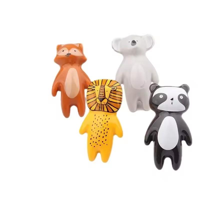 Cute Cartoon Furniture Handles Animal Drawer Knob Ceramic Drawer Knobs Handles for Cabinets and Drawer Lion Panda Fox Handle
