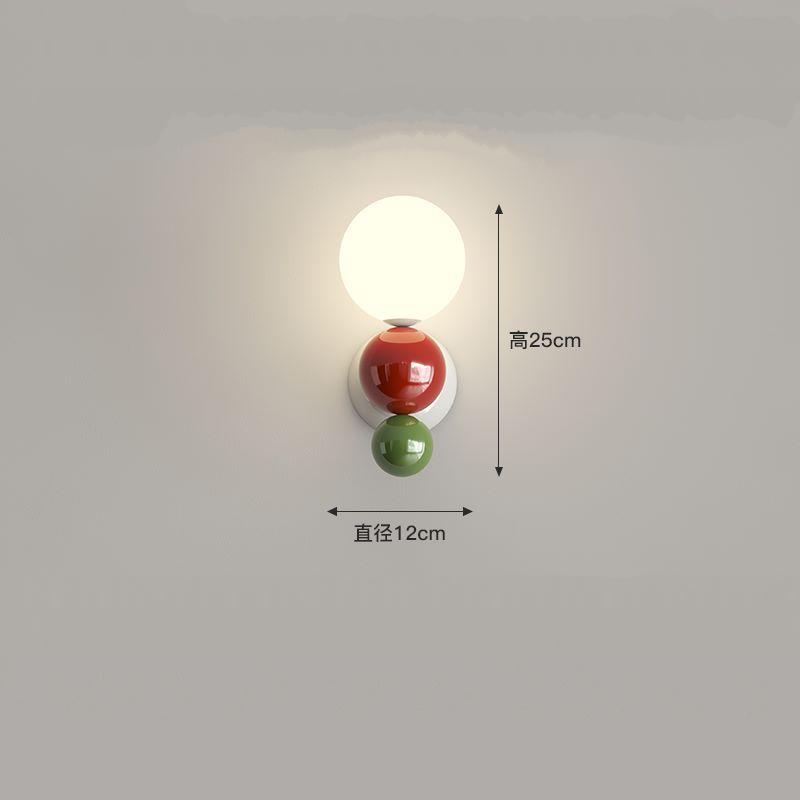 Lovely LED Wall Light Red Green White Metal Children's Room Wall Lamps Parlor Office Aisle Stairs Wall Sconce White Acrylic Ball