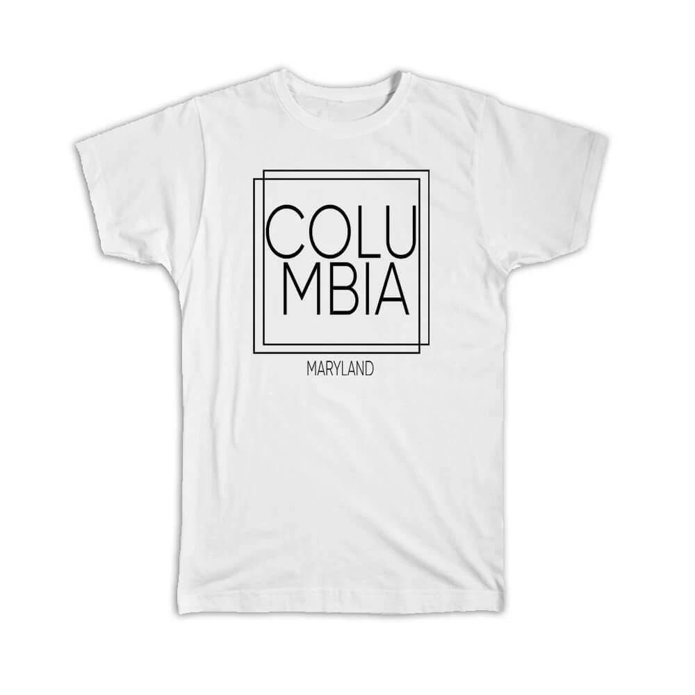 Gift T-Shirt : COLUMBIA Maryland Square Modern Minimalist Font XL