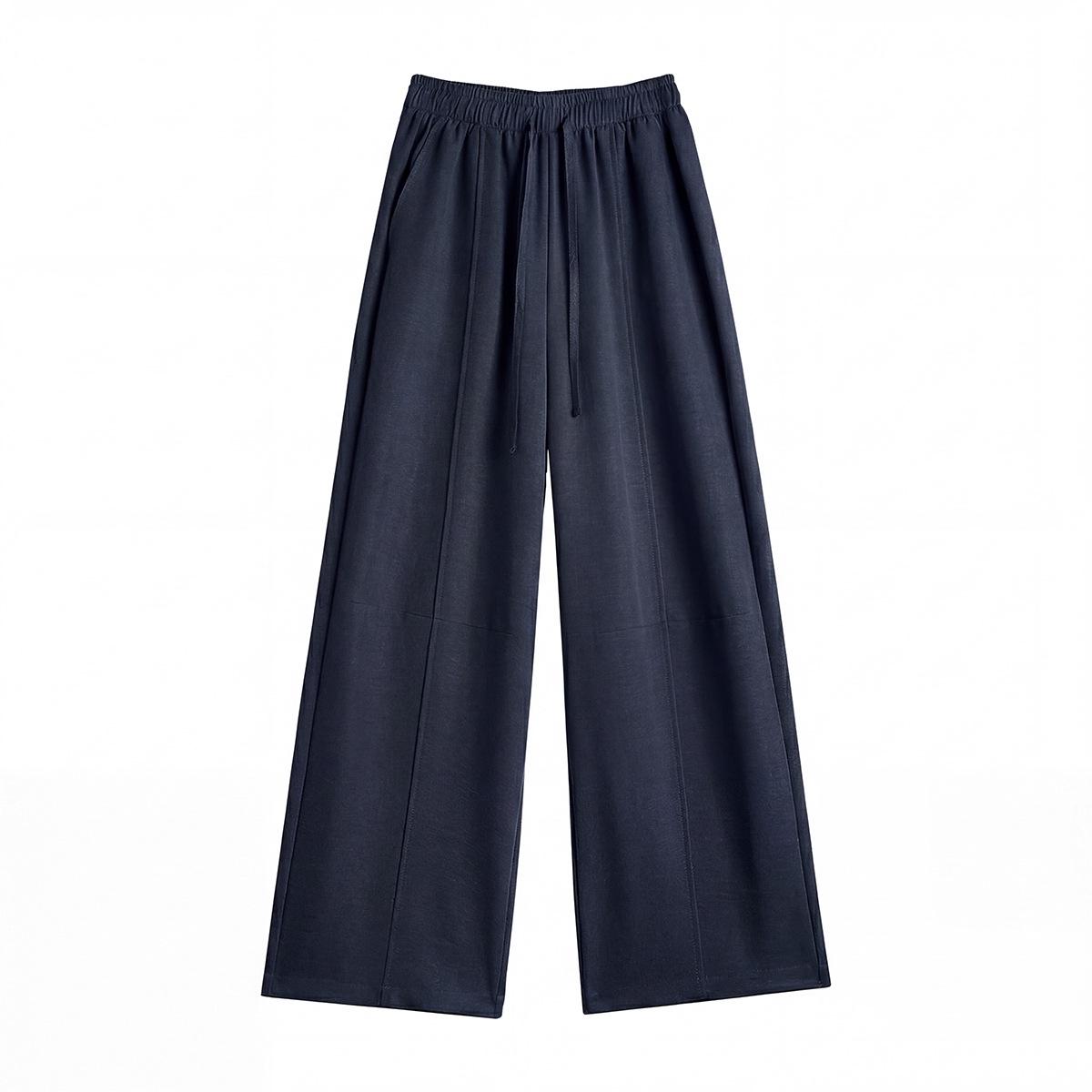 Elastic Waist Drawstring Cropped Cotton Linen Pants XXL