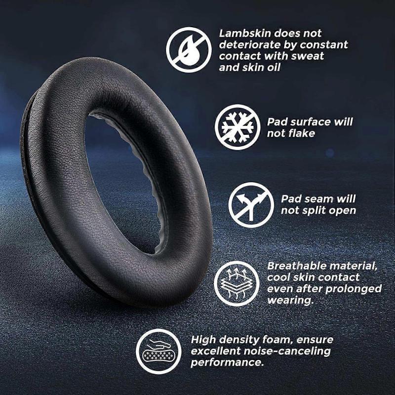 Lambskin Ear Cushions, Replacement Sheepskin Headphones for Bose QC 35 II QC35 QC35ii QC25 Silent Cow