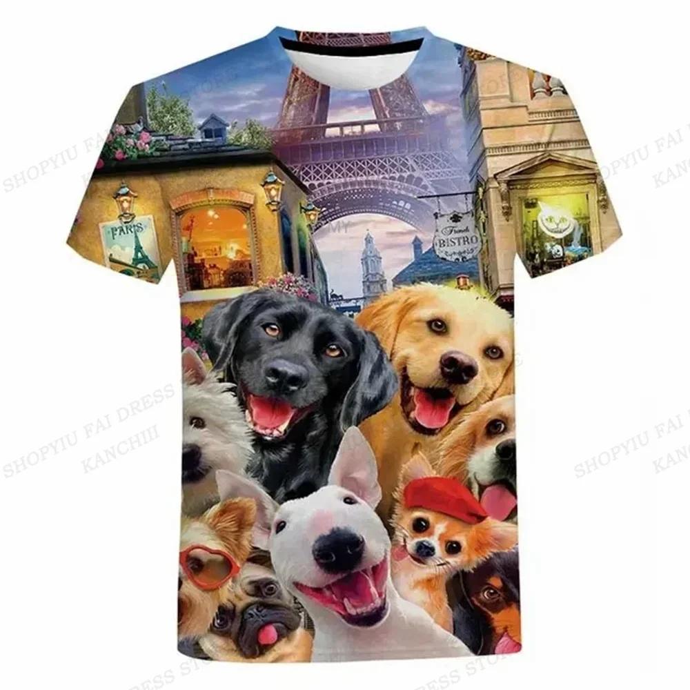 T-shirt Estiva da Uomo Animale Maiale Cane Gatto Stampa 3D T-shirt Uomo Donna Moda Manica Corta T-shirt Girocollo Divertente T-shirt Top per Bambini