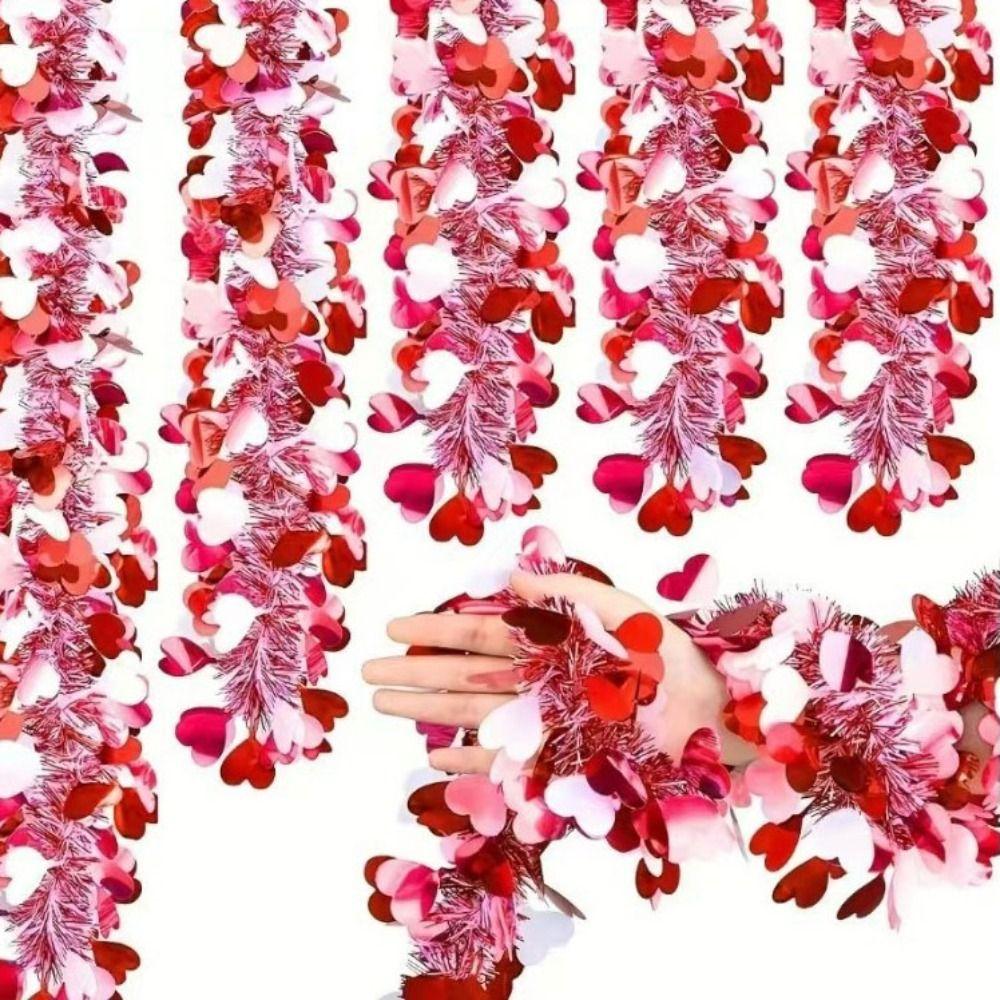 Love Sequins Valentines Garland 2M Hanging Decor Dense Heart Tinsel Garland  Birthday Party