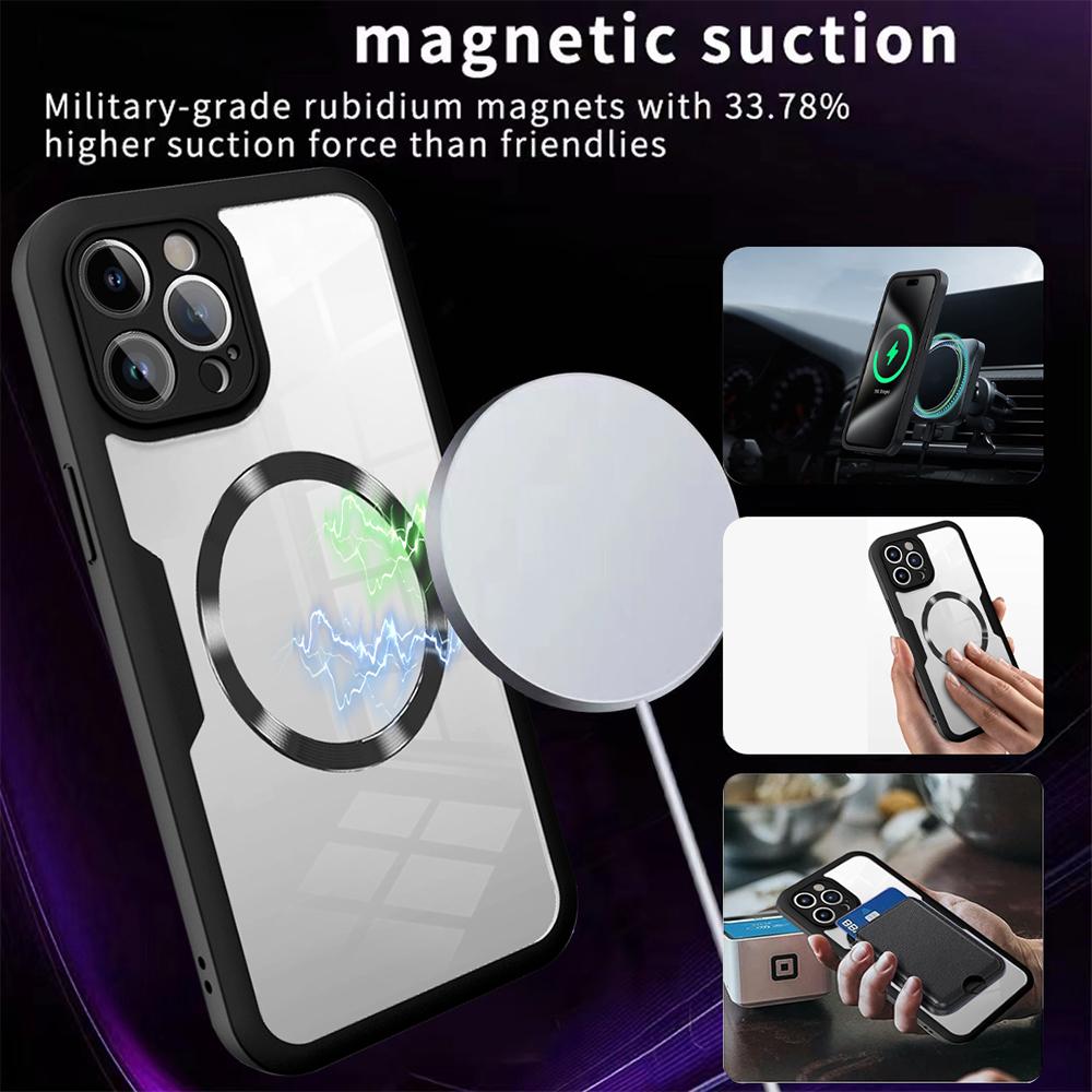 360 Full Protection Transparent Cover For iPhone 16 15 14 Plus 13 12 11 Pro Max For Magsafe Magnetic Case For iPhone 16 Pro Max