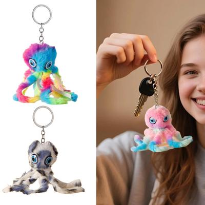 Keychain Pendant Plush Octopus Shape Charm Keychain Decoration Wallet Car Bag Soft Stuffed Animal Pendant Backpack Accessory