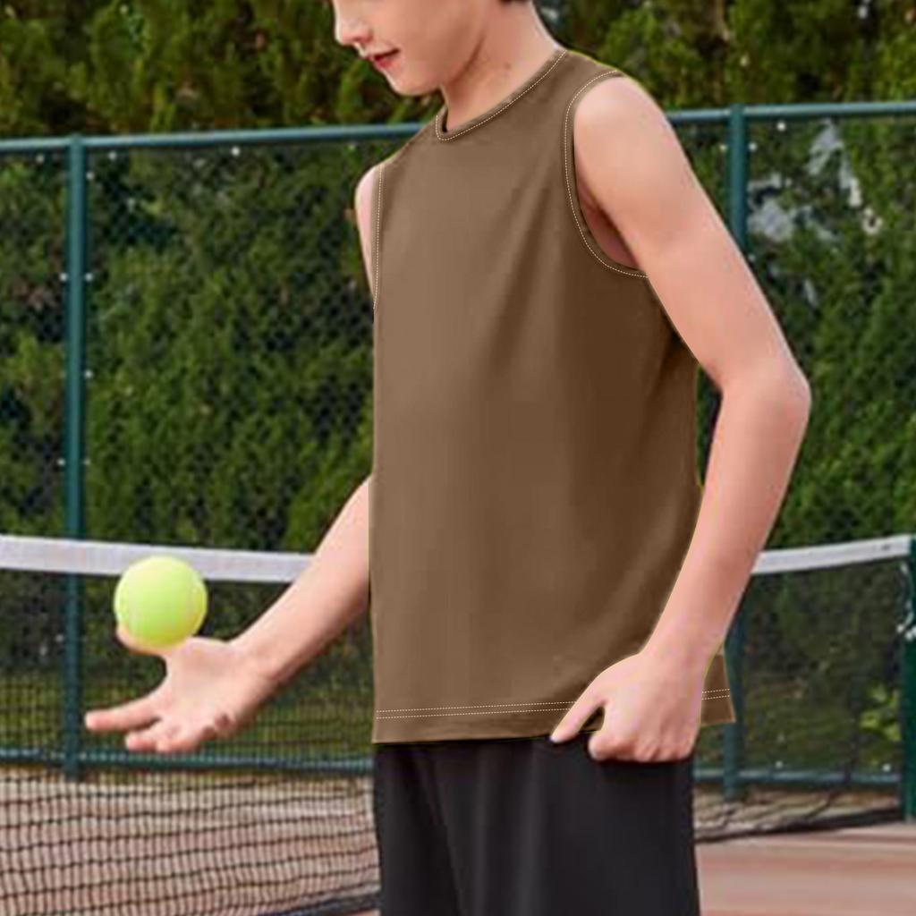 Ärmelloses Rundhals-Tanktop für Jungen Klassische Passform Jugend Basic Einfarbig Unterhemd Weiches Baumwollmaterial Bequem zu tragen