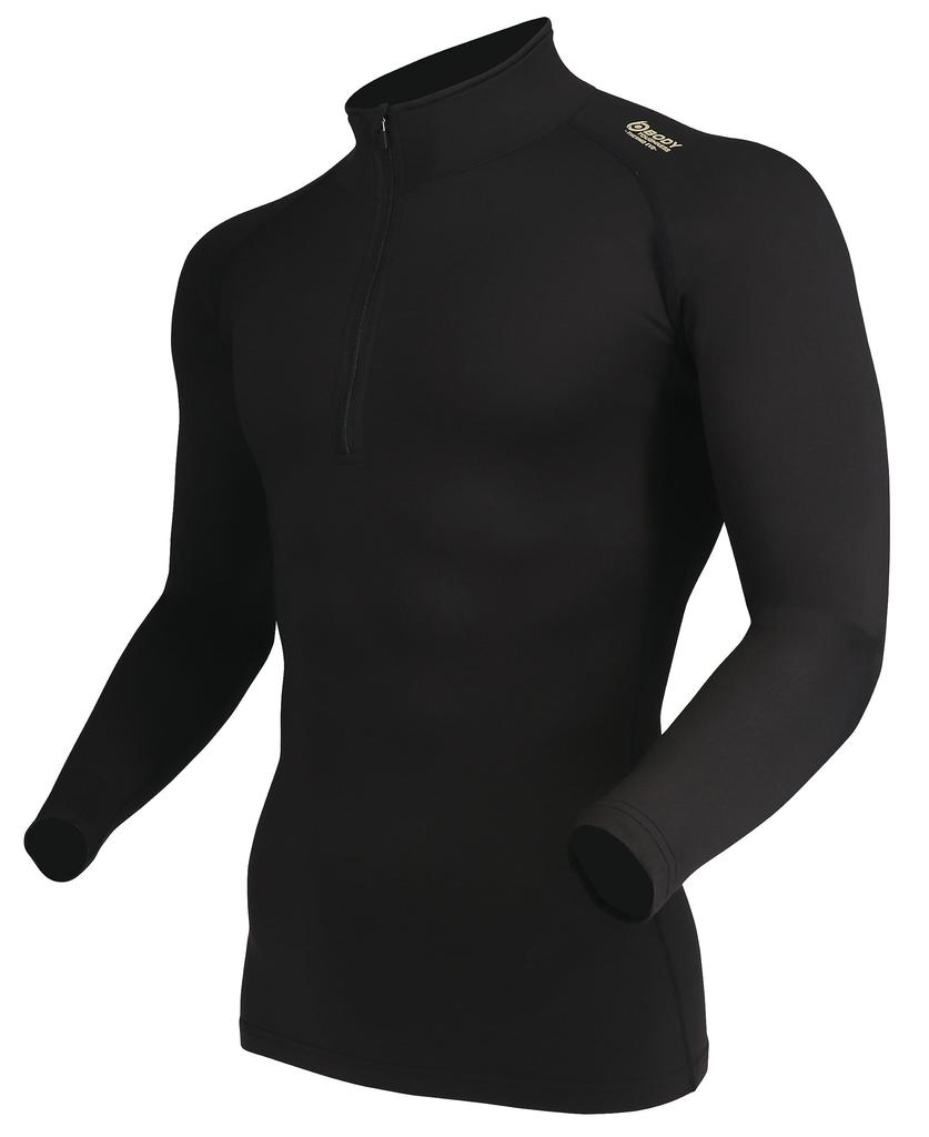 Otafuku Gloves Winter Long Sleeve High Neck Shirt Fully Half Quick Size M [Heat Retention, Deodorizing, Zipper, Drying, Compression] JW-247 Black,