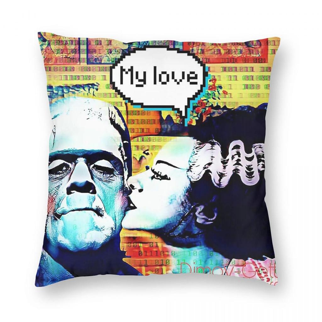 Bride Of Frankenstein Love Square Pillowcase Polyester Linen Velvet Creative Decor Throw Pillow Case Sofa Seater Cushion Cover