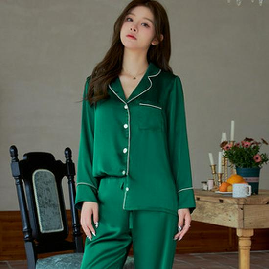 Clearance: Spring/Summer Ice Silk Pajama Set for Couples - Women's Imitation Silk