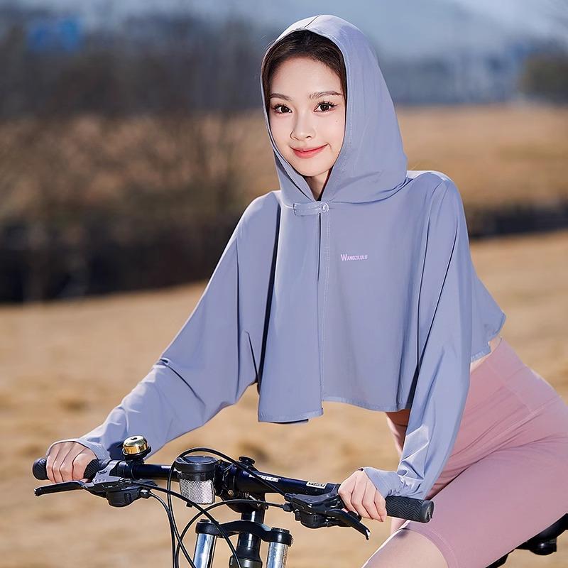 Nylon Ice Silk Sunscreen Clothing Sunscreen Sleeves Outdoor Riding Golf UV Protection Shoulder Sleeves Shawl Jacket One size